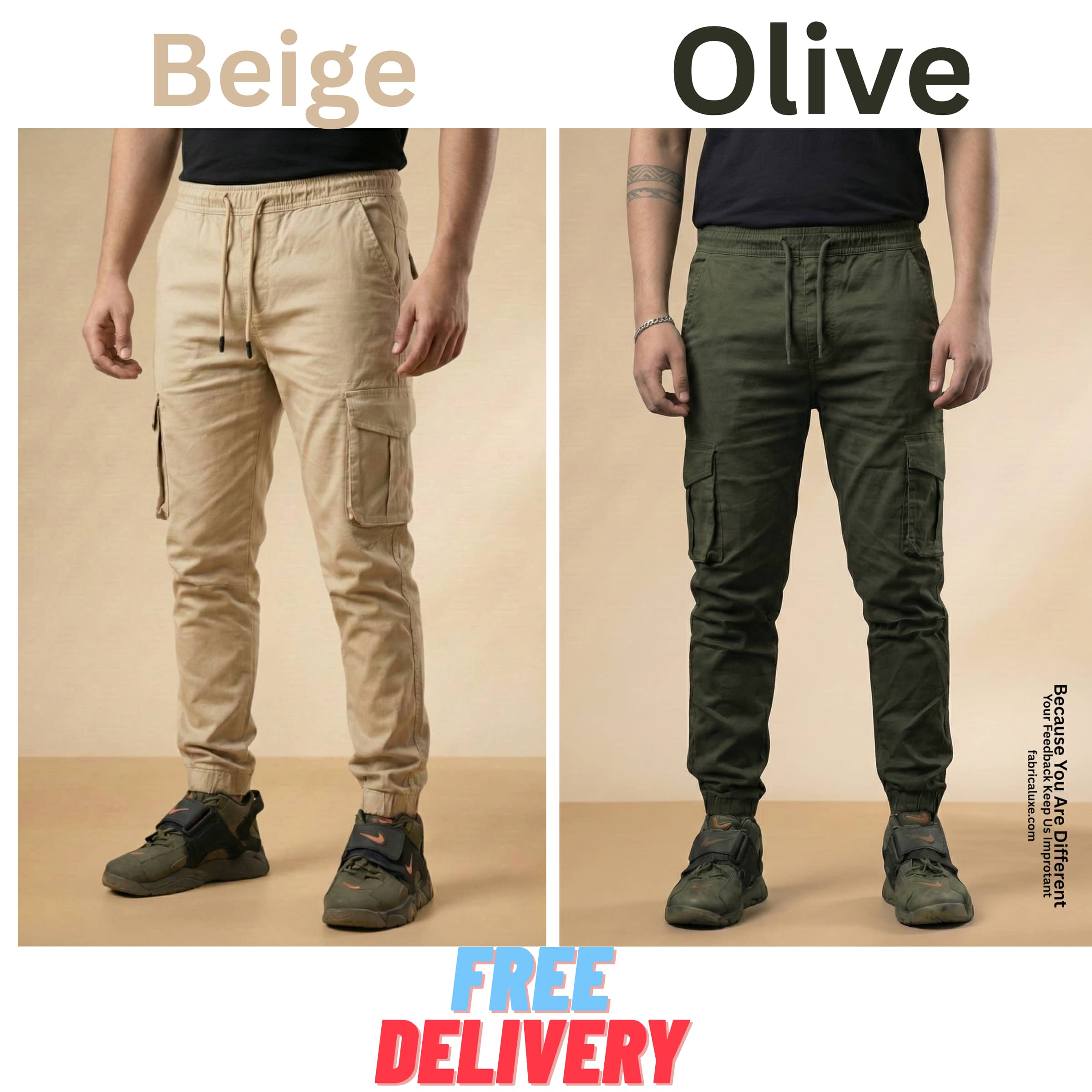 2 pcs combo OLIVE AND BLACK color 6 pocket cargo pant
